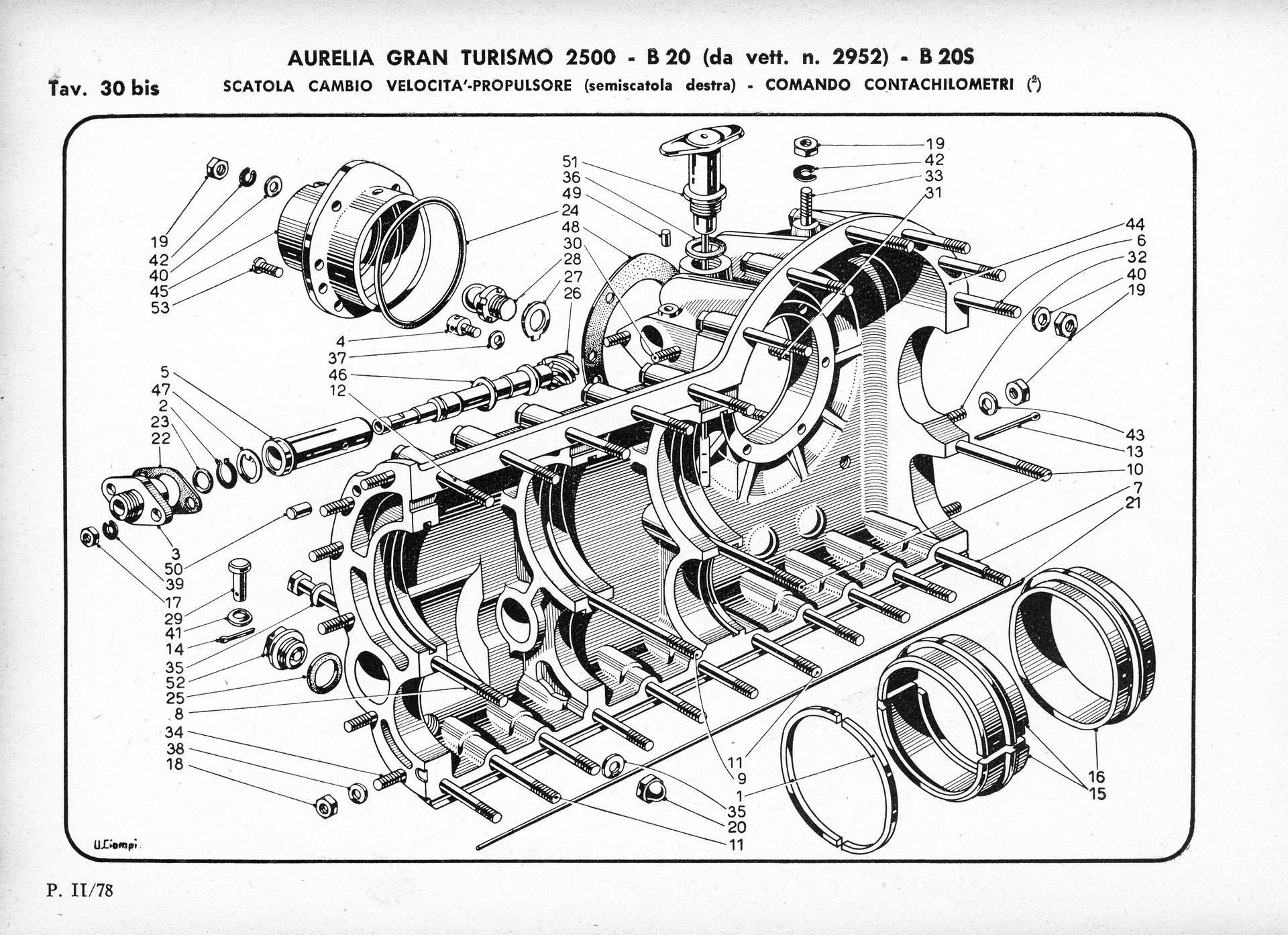 Exploded diagram of a four-cylinder engine with various parts labeled for assembly.