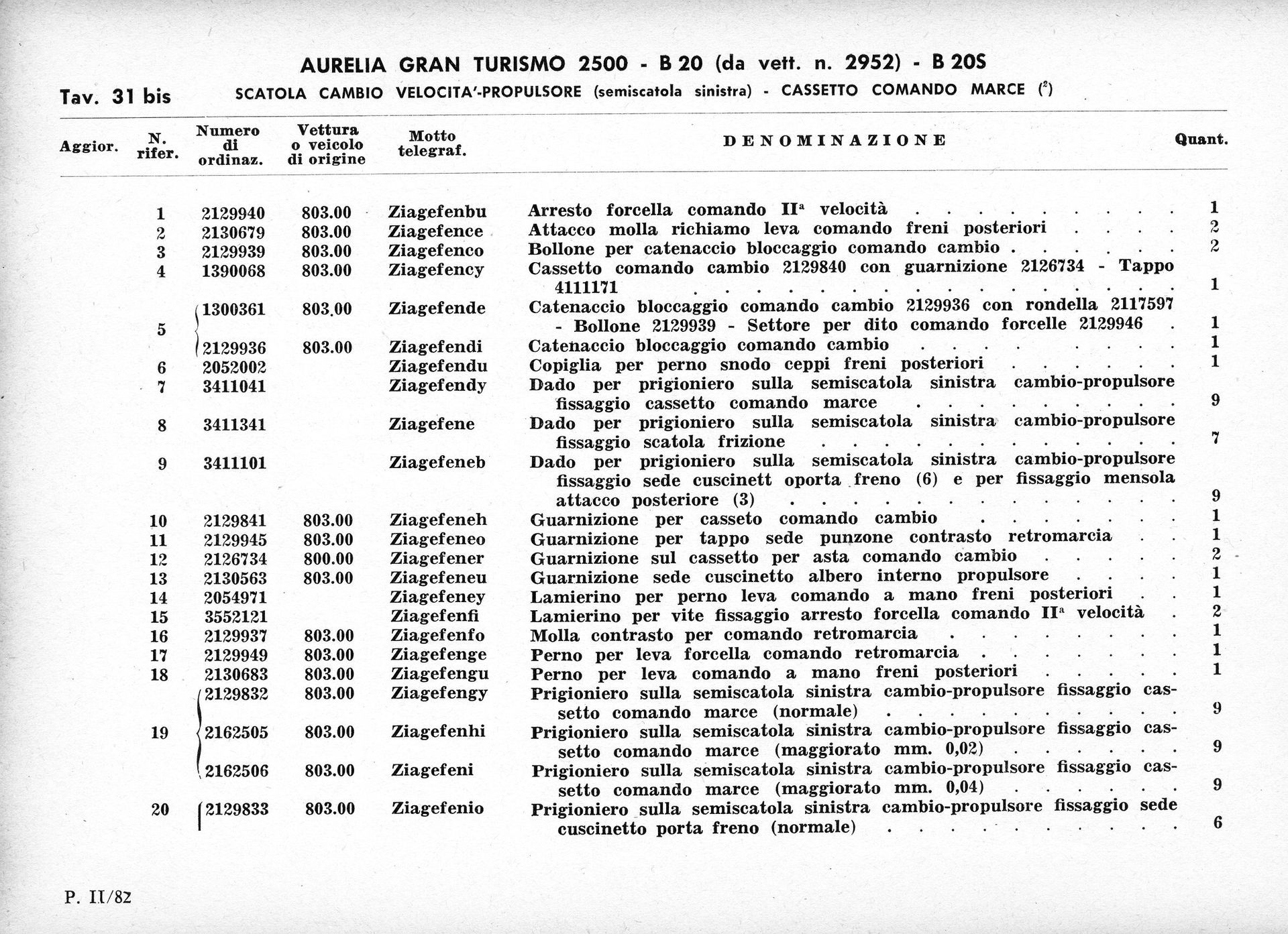A black and white document with text, likely a manifest or parts list.