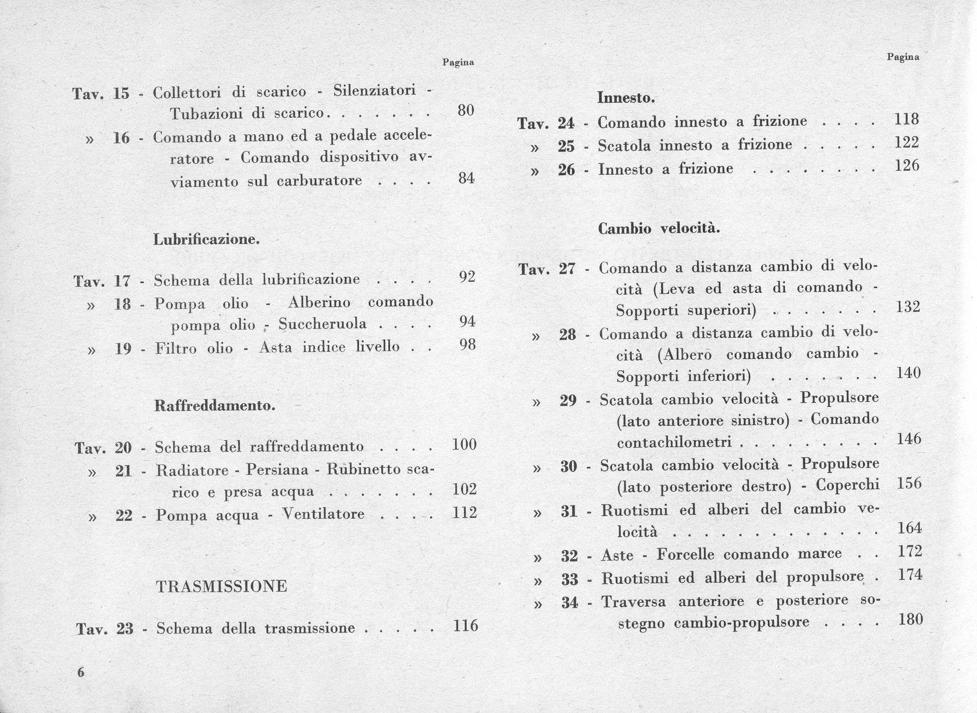 A table of contents in Italian with various topics and page numbers.