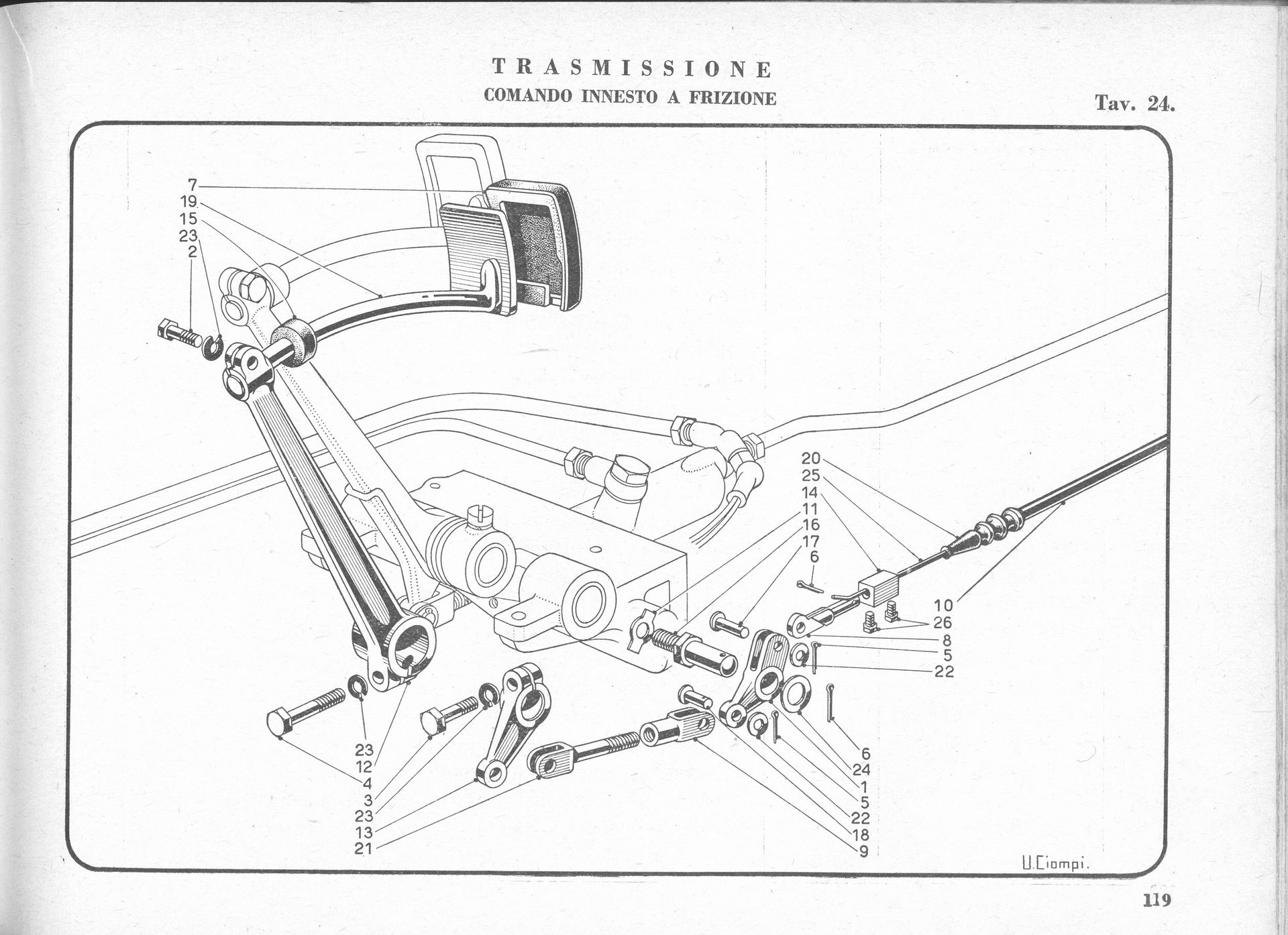 Diagram of a vehicle transmission system with various labeled components and connections.