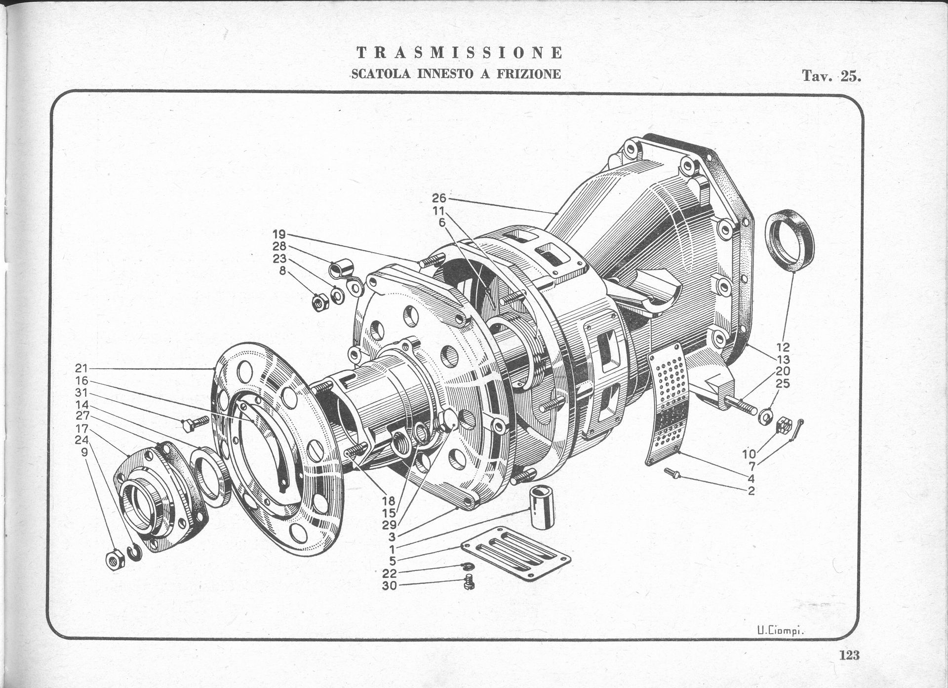 Exploded view diagram of a mechanical component, likely an automotive differential, with numbered parts labeled.