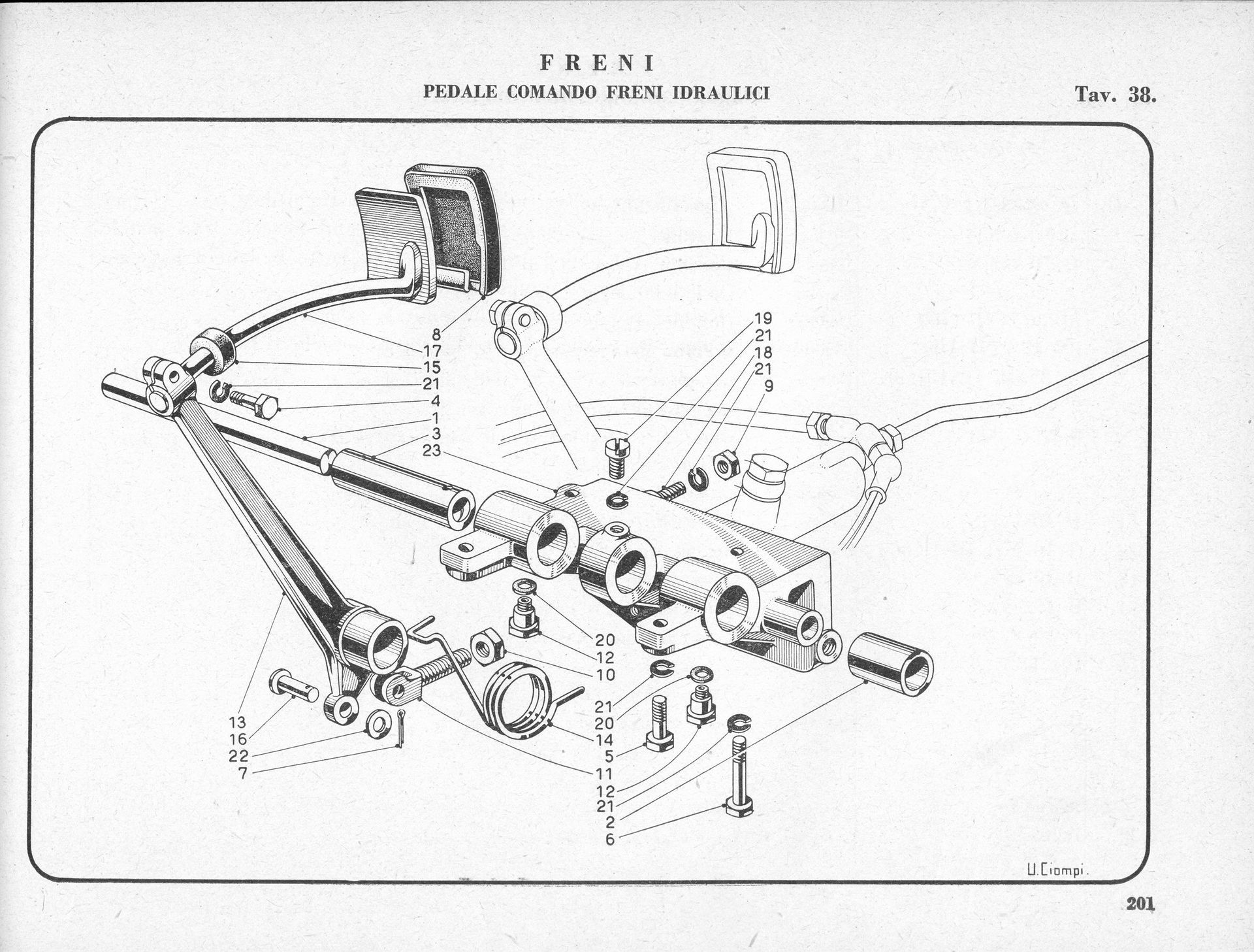 Diagram of a car's front suspension system, showing various components and their connections.