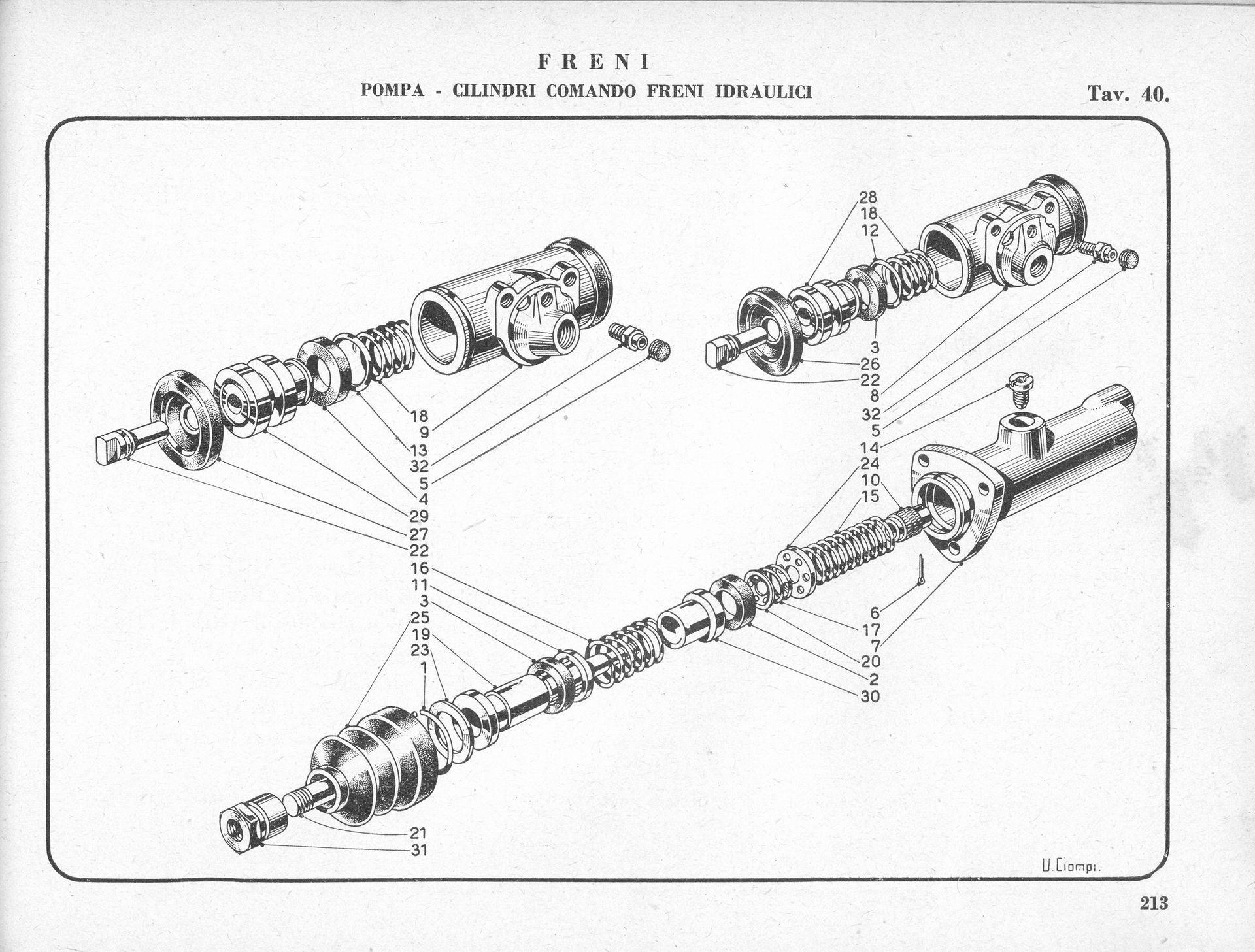 Exploded diagram of vehicle brake system components, showing parts labeled with numbers.