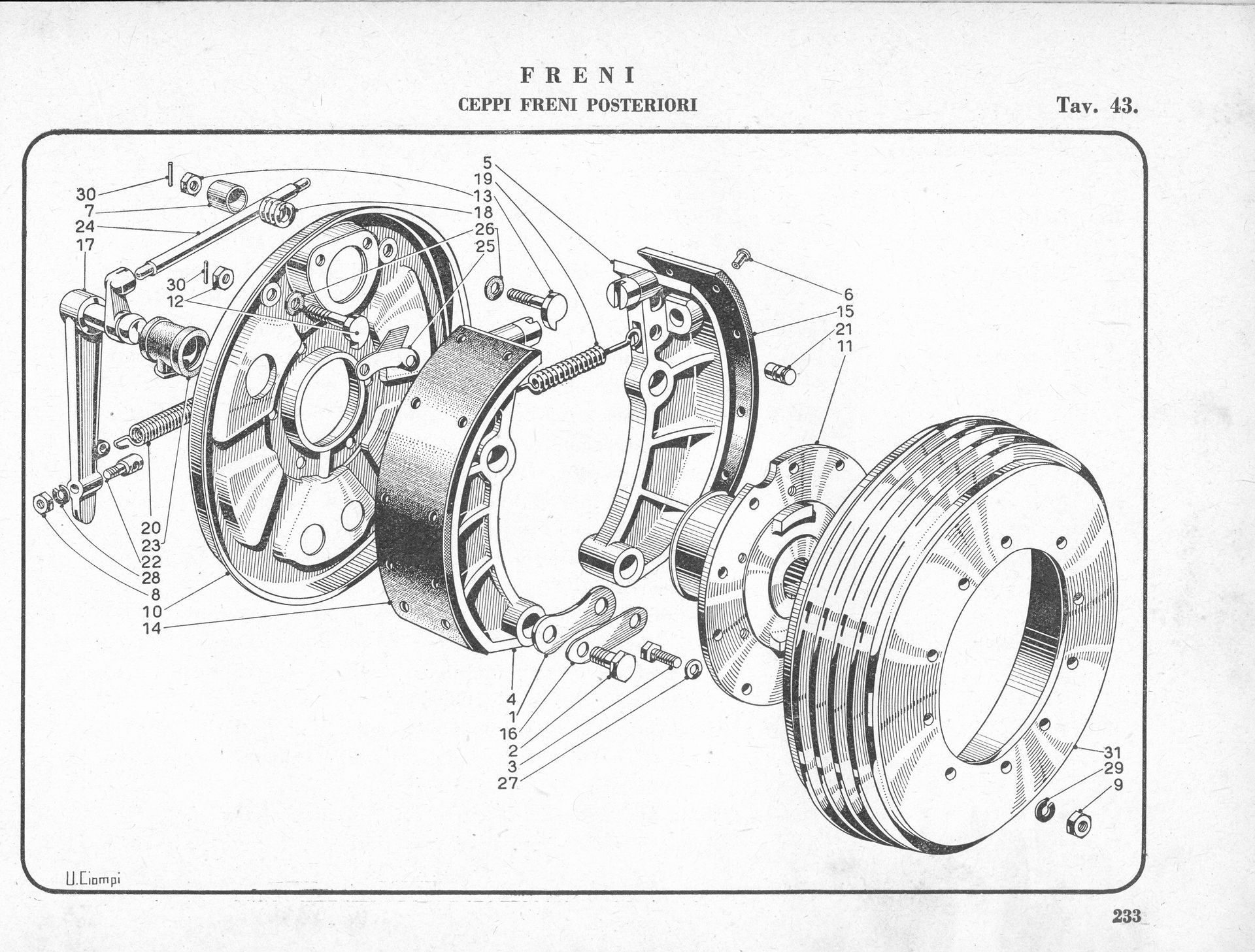 Exploded diagram of a mechanical device, likely an engine or similar machinery, showing its internal components.