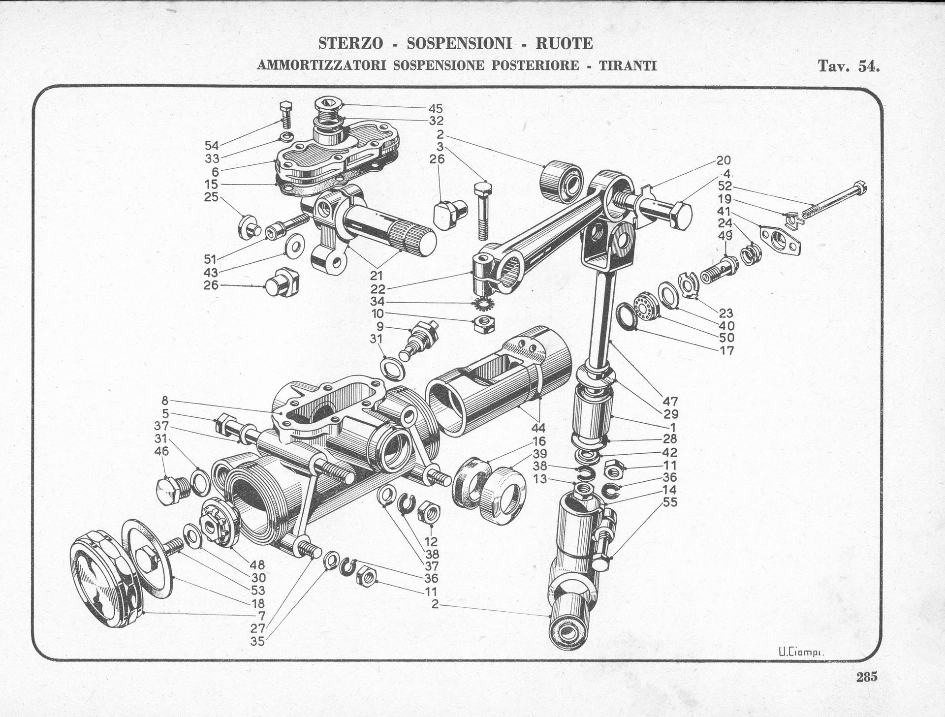 Exploded diagram of a vehicle's steering and suspension components.