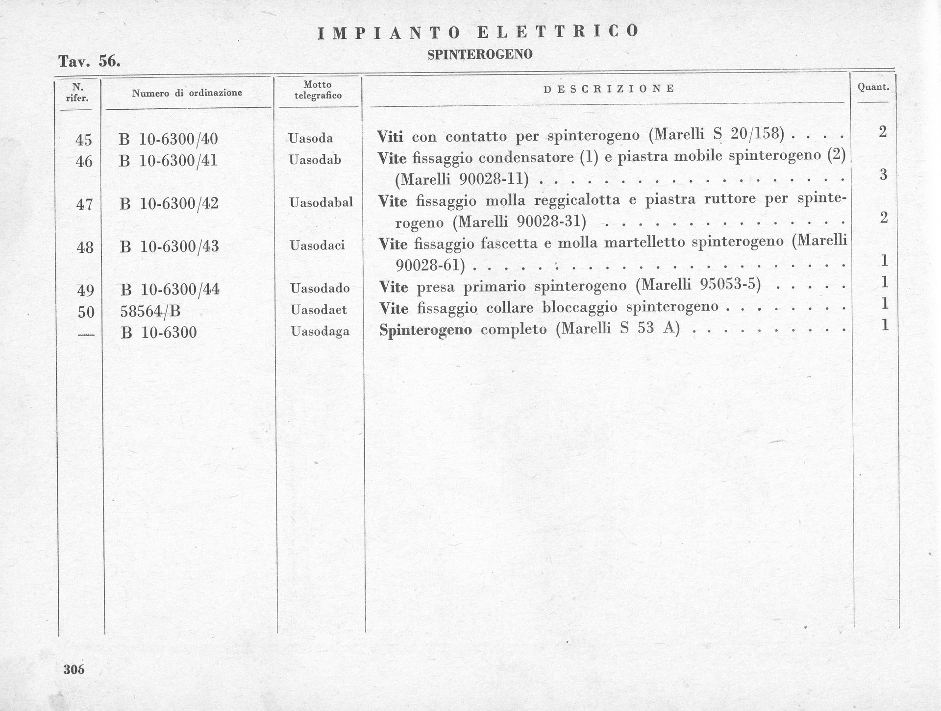 Document of electrical system specifications, with a table listing components and quantities.
