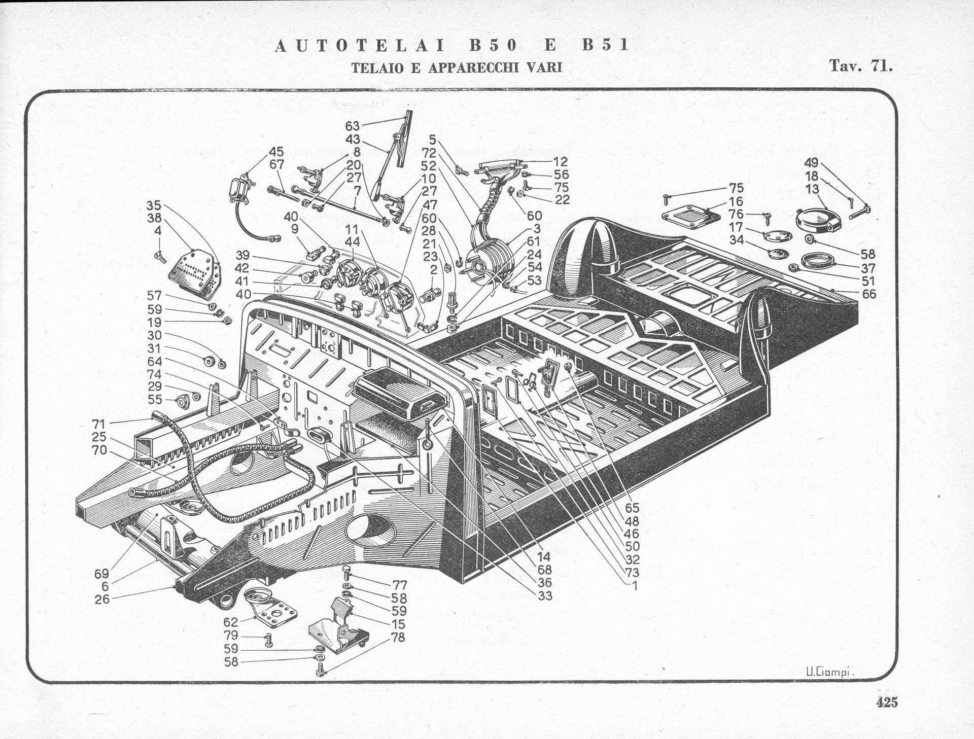 Diagram of a vehicle chassis, with numbered parts and text labels, in a schematic illustration.
