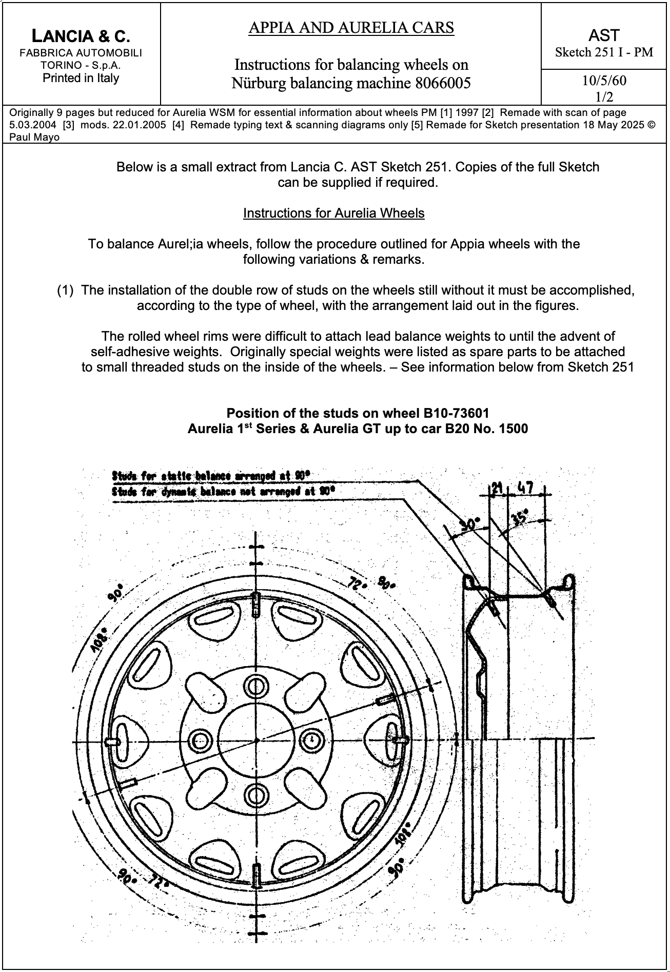 Diagram of a wheel, showing dimensions and specifications for alignment, with text in a technical document format.
