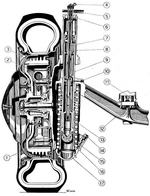 Cross-section diagram of a mechanical device with labeled parts, likely a valve or pump.