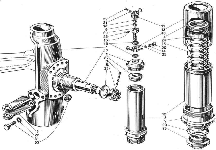 Exploded diagram of a vehicle suspension system with various labeled parts.
