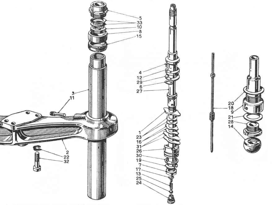 Exploded diagram of a steering column assembly, illustrating the individual parts.