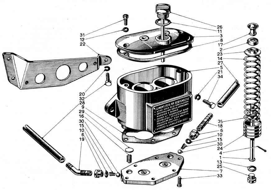 Exploded diagram of a mechanical device, showing various parts and their assembly.