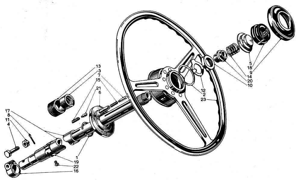 A black and white drawing of a steering wheel