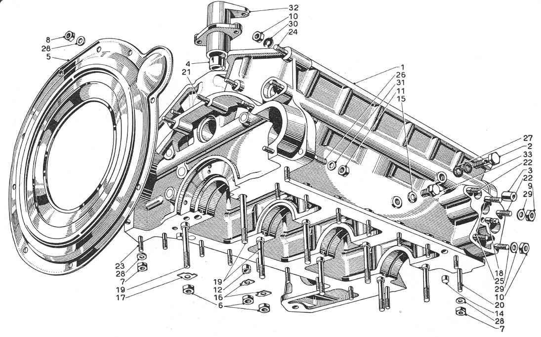 A black and white drawing of a motorcycle engine on a white background.