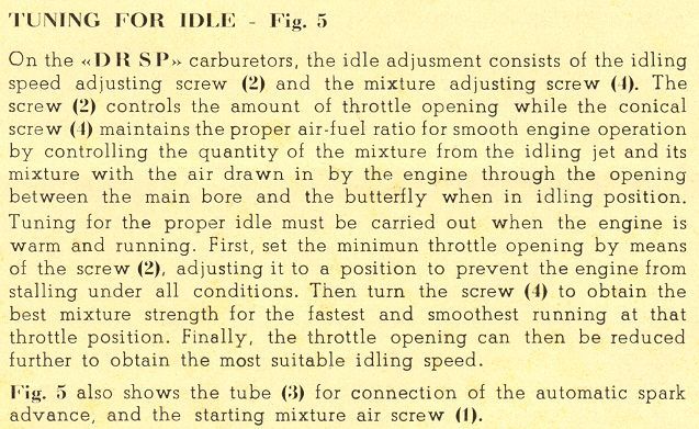 A page that says tuning for idle on it