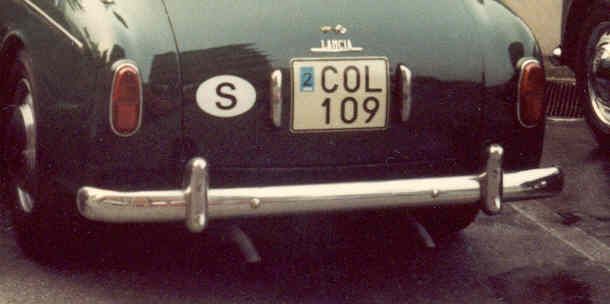 Rear of a dark vintage car with 