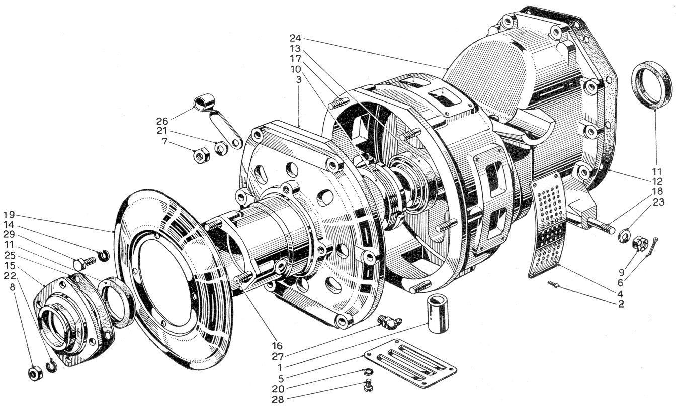 A black and white drawing of a steering wheel and gearbox.