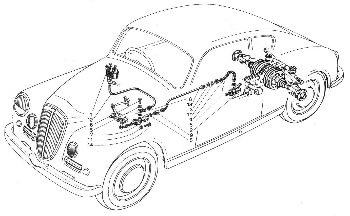 A black and white drawing of a car showing the inside of the car.