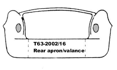 Diagram of a car's rear apron/valance, labeled