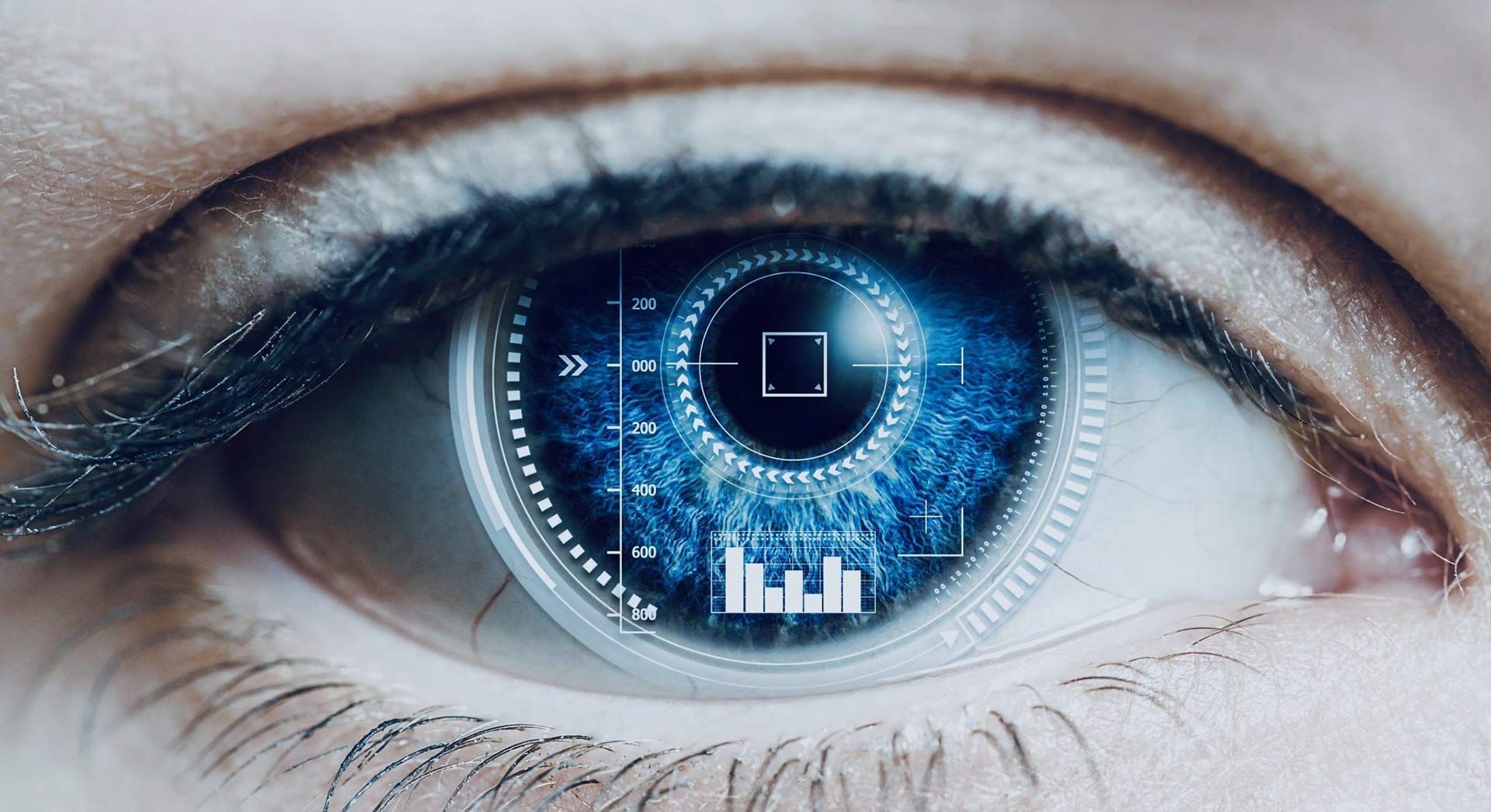 A Close Up Of A Woman's Eye With A Digital Image In It — Surveillance NQ In Aitkenvale, QLD