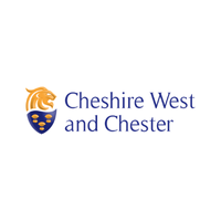 Cheshire West and Chester council logo with orange lion crest and blue text
