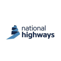 National Highways logo in blue text with stylized road icon