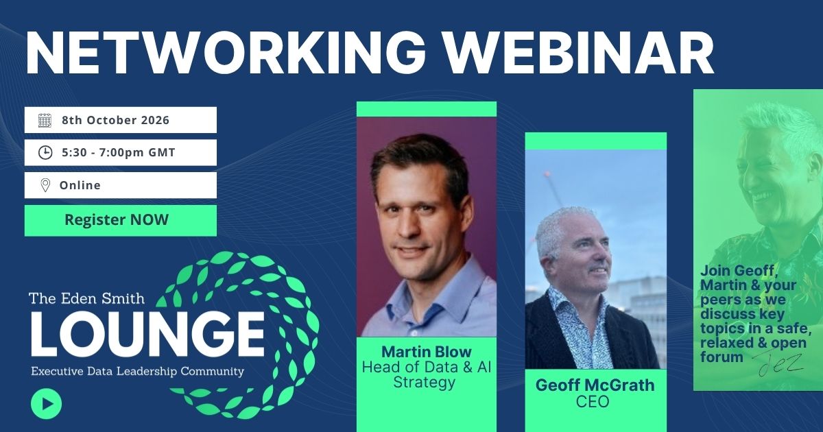 Networking webinar banner with speaker headshots, register now button, and “The Lounge” branding on a blue-green background