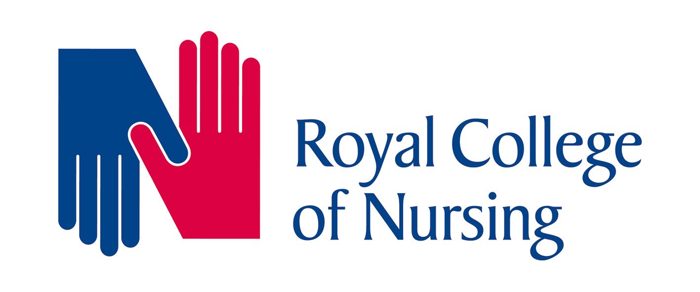 Royal College of Nursing logo with red and blue hand icon and text
