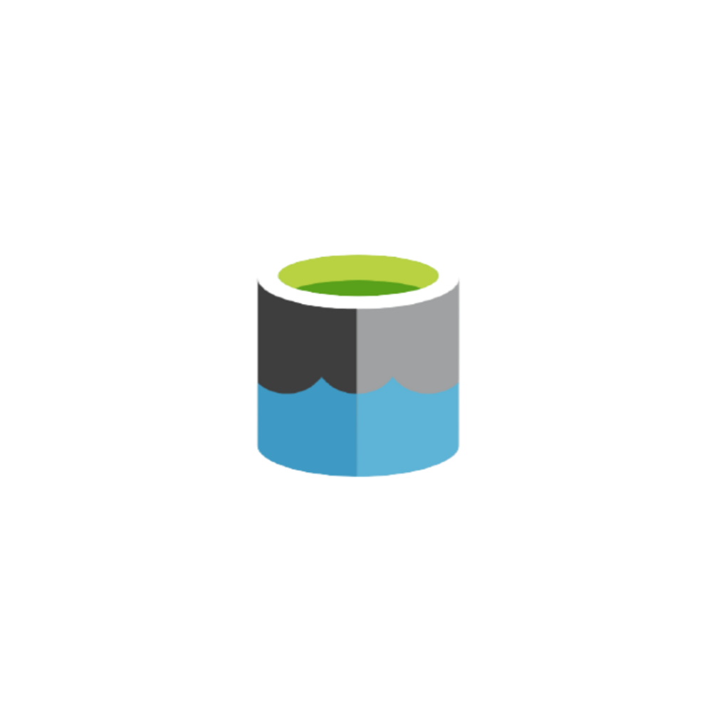 Stylized blue and gray open cylinder with a green top, centered on a white background
