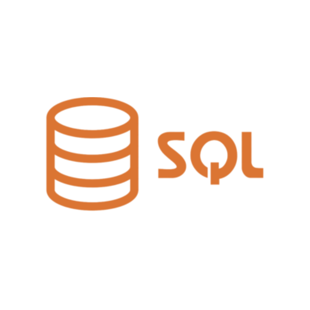 Orange SQL database icon with stacked cylinder and “SQL” text