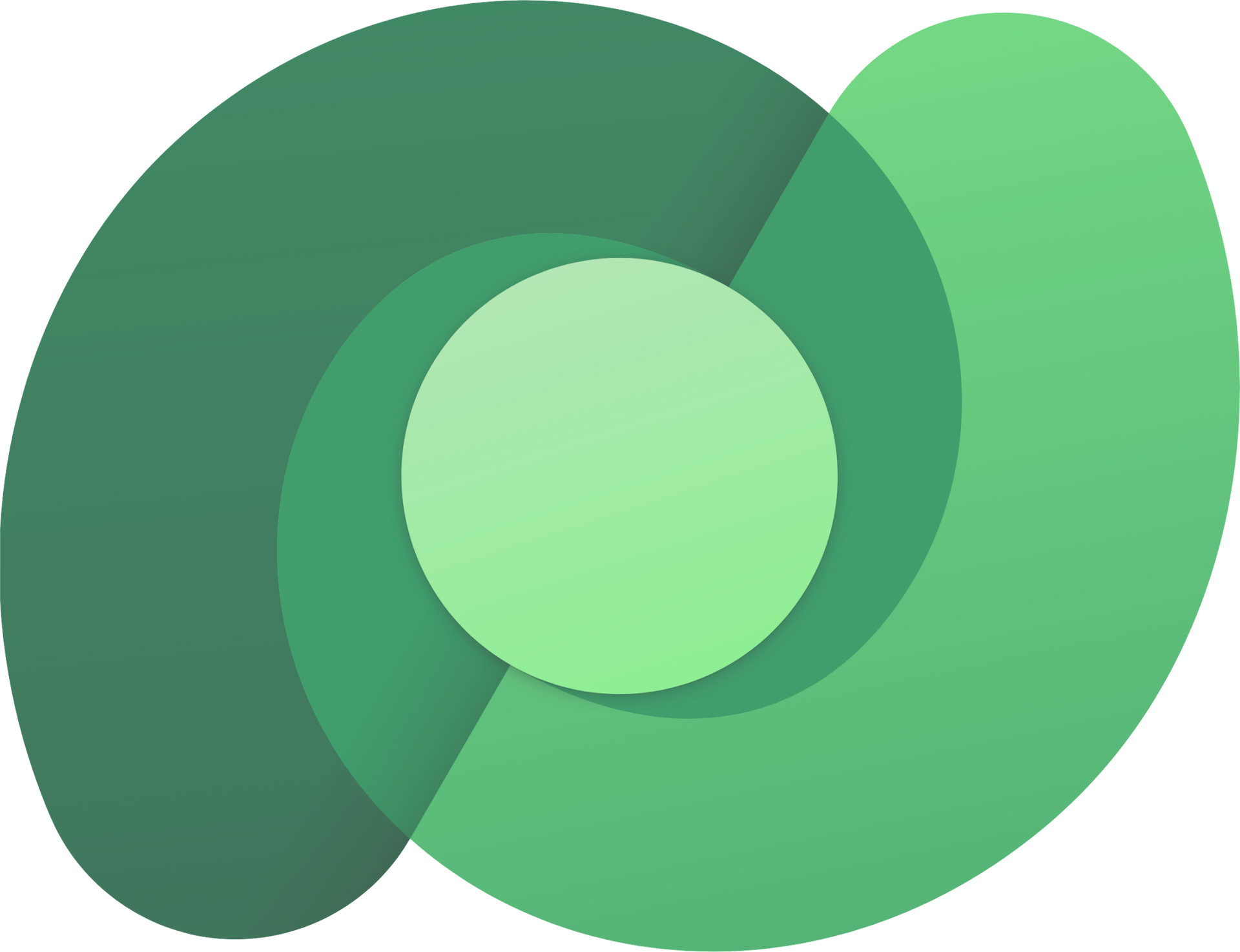 Abstract green overlapping circular logo on a white background