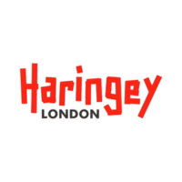 Haringey London logo in red and black on a white background