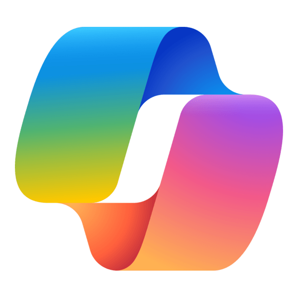 Colorful abstract loop logo with blue, green, yellow, pink, and orange gradients