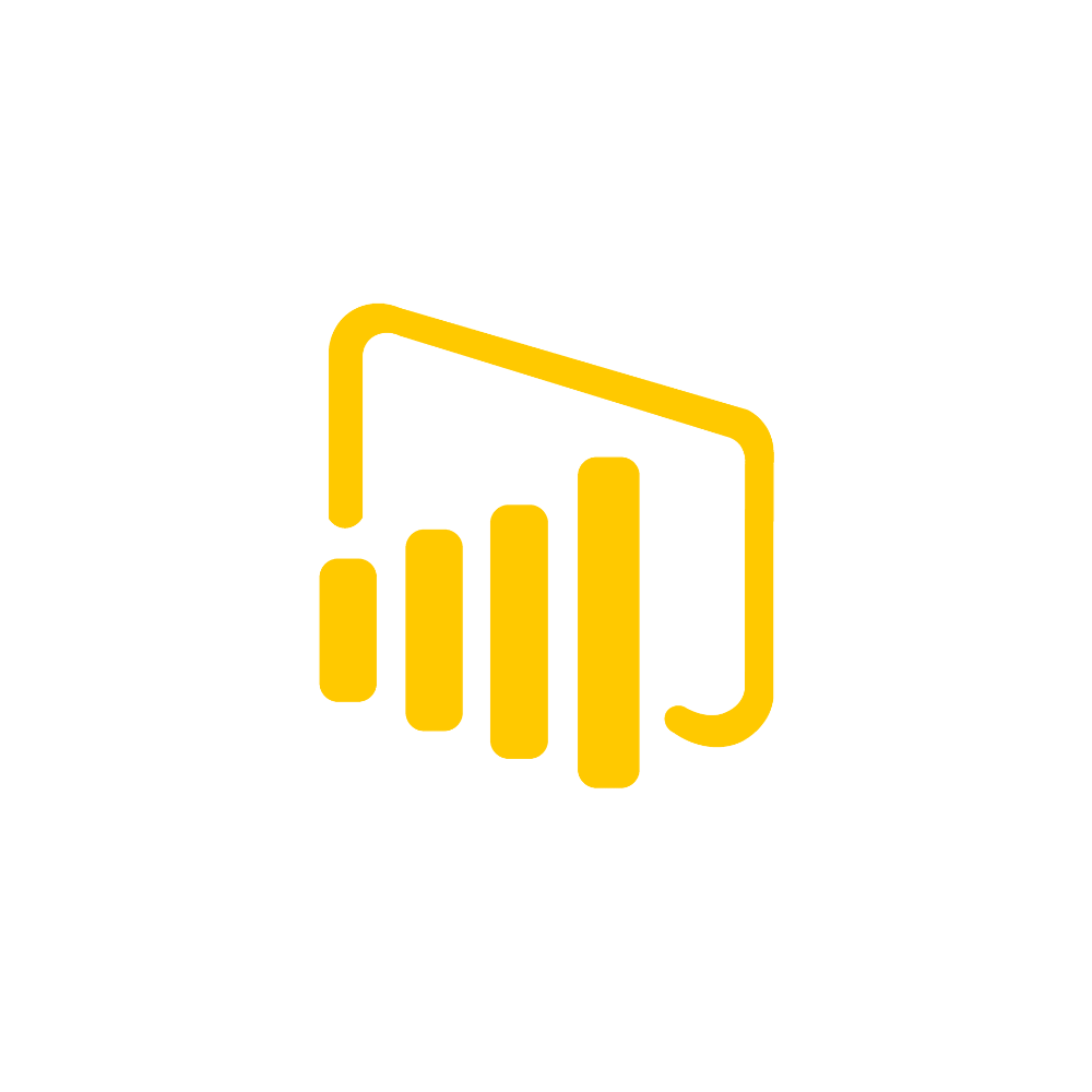 Yellow Power BI logo on a white background