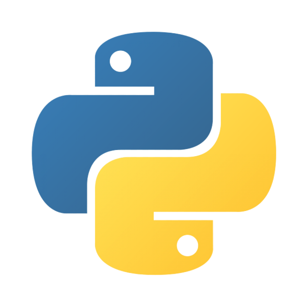 Python logo in blue and yellow with interlocking snake shapes