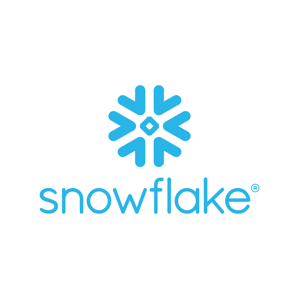 Snowflake logo in light blue with snowflake icon and wordmark