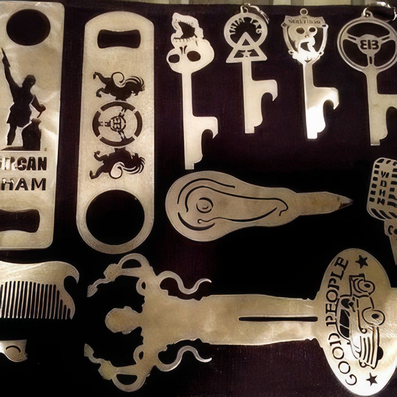 A bunch of keys with one that says good people on it