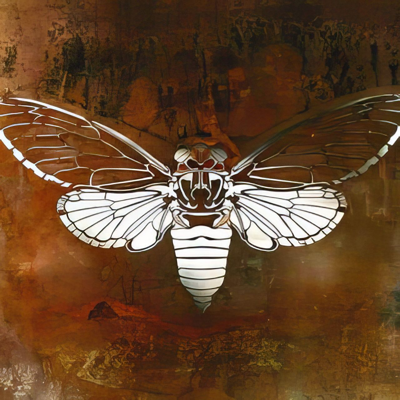A close up of a butterfly on a brown background