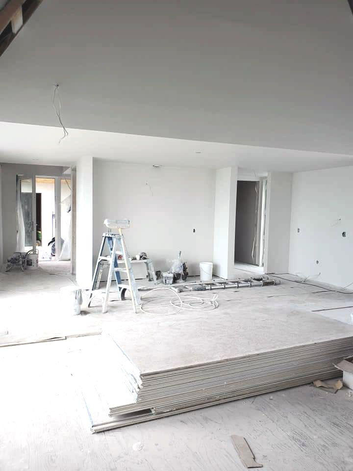 Custom build home drywall installation in progress