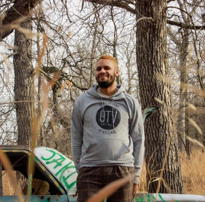 Far view of grey hoodie