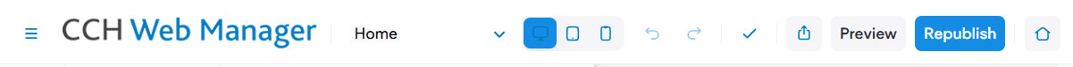 CCH Web Manager's top navigation bar.