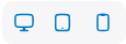 Buttons to switch between desktop, tablet and mobile editing views in CCH Web Manager.