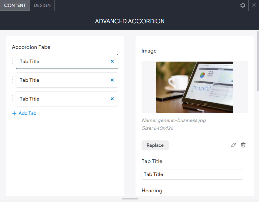 The CONTENT tab options of the Click to Callwidget.