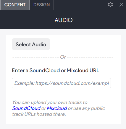 The CONTENT tab options of the Click to Callwidget.
