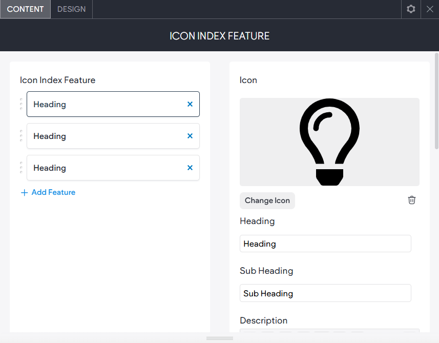 The CONTENT tab options of the Click to Callwidget.