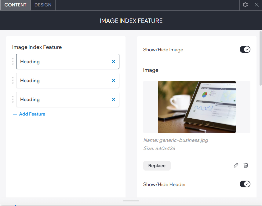 The CONTENT tab options of the Click to Callwidget.