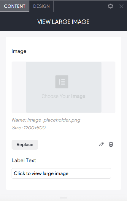 The CONTENT tab options of the Click to Callwidget.
