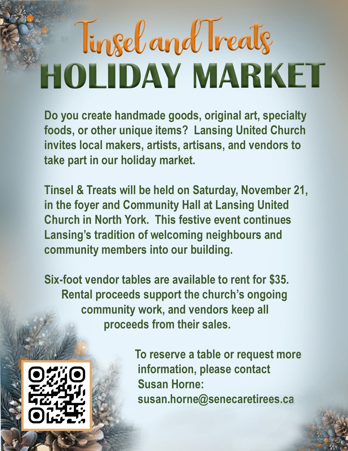 Invitation to Vendors for November 21, 2026 Market. 