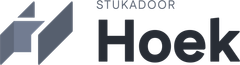 Logo voor Stukadoor Hoek met een grijs geometrisch icoon en zwarte tekst.