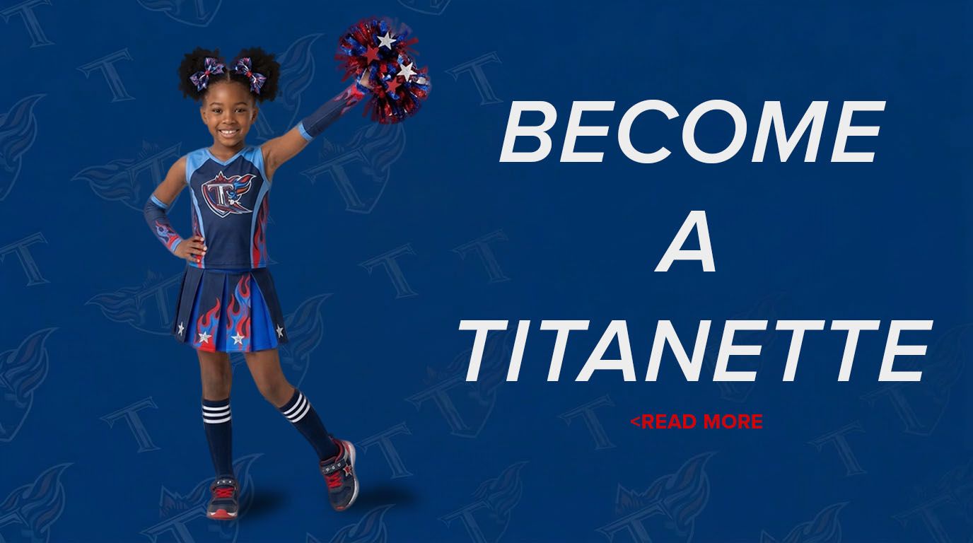 A smiling young cheerleader holds a pom-pom. Text reads: